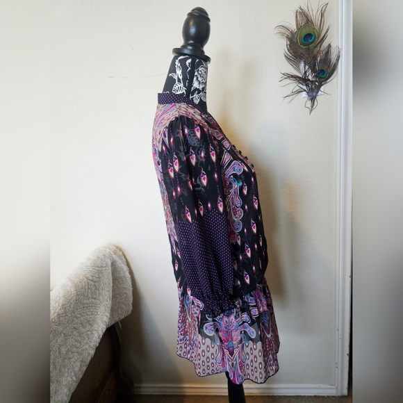 Twenty One Boho Style sheer black & purple blouse 👚 (Small) 💜💗🖤🤎🤍 - Picture 5 of 16